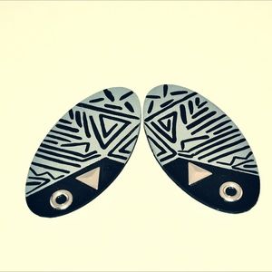 Gray/Black Tribal Print Earrings